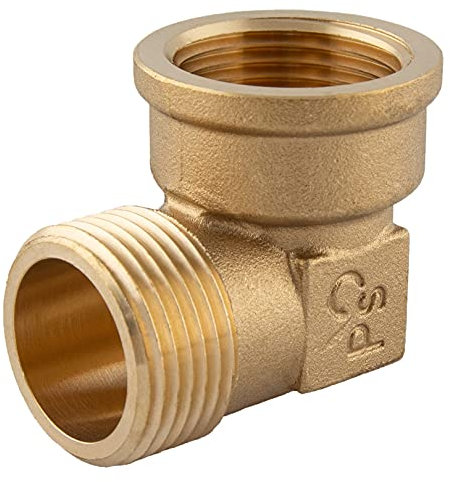 konst-install Messing Winkel 1/2 Zoll (IG Ø 18,6mm x AG Ø 21mm) Innen und Außengewinde, Bogen Messing, Gewindefitting, für Heizung Trinkwasseranlage geeignet, Winkel 90 grad IG/AG aus Messing