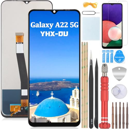 YHX-OU 6.60 Schwarz Display für Samsung Galaxy A22 5G SM-A226B SM-A226B/DS SM-A226B/DSN LCD Display Touchscreen Ersatz Bildschirm Glas Assembly mit Werkzeug + 1 Stück Schutzfolie