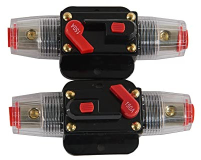 Porte-fusible automatique 150 A, disjoncteur de voiture en ligne 12 V-24 V DC, interrupteur de réinitialisation manuel 150 A pour protection du système d'onduleur solaire de voiture (150 A)