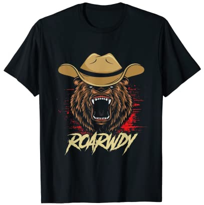 Roarwdy Howdy Roar Bear Cowboyhut Amerika USA Western Rodeo T-Shirt