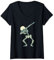 Womens Skillet Skull T Shirt Dab Pose for Dabbing Lovers V-Neck T-Shirt