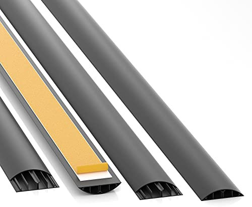 CILSON Cable Duct Self-Adhesive, Semicircular Cable Tidy, Cable Strip W x H x L (90 mm x 20 mm x 50 cm, Black/Black)