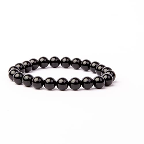 V Vascavi Armband Edelstein, Naturstein als Chakrastein, Heilstein, Ø 6 mm Perlen, MADE IN GERMANY Perlenarmband ca. 20 cm lang, elastisch, Schwarzer Onyx Stein