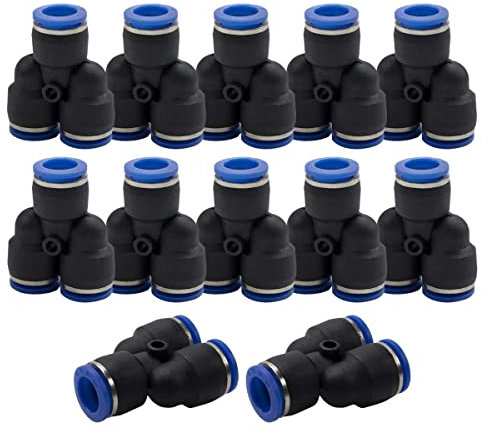Bwintech 12 Stück 10mm 3 Wege Y Splitter, pneumatische Steckverbindung, 3 Wege Kunststoff Schnellspanner, PY Luftleitungsadapter