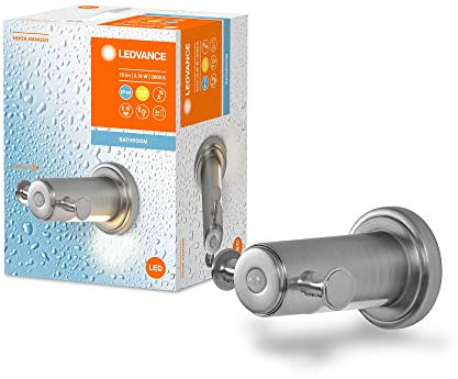 LEDVANCE BATHROOM Badezimmerhaken inkl. Nachtlicht, 0,18W, 10lm, warmweißes Licht mit 3000K, Batterie inklusive, Tageslicht- und Bewegungssensor, lange Lebensdauer, Schutzklasse IP44, energiesparend
