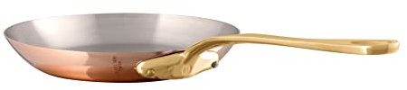 Mauviel M'Heritage 200 B 2mm Polished Copper & Stainless Steel Frying Pan With Brass Handles, 10.24-in, Made In France
