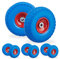 Relaxdays Set of 8 PU Wheelbarrow Tyres Blue/Red 8 Stück Schubkarrenreifen Pannensicher Vollgummi 4.1/8.9-10.2 cm 16mm-Achse Ersatzrad Blau/Rot, 70% Gummi 30% Stahl, 4 inches