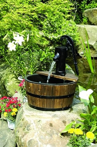 Heissner Wooden Barrel & Hand Pump Water Feature