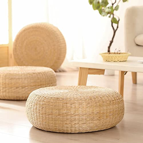 60 × 17 cm - Coussin de Sol en Paille - Fabriqué à la Main - en Tatami Japonais - Coussin de Sol - pour Le Yoga, la méditation - Tissé à la Main - Paille tricotée - Coussin Plat