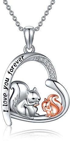 JERWLI Eichhörnchen Kette 925 Sterling Silber Nettes Eichhörnchen Anhänger Halskette Eichhörnchen Schmuck Geschenke für Damen Mädchen Eichhörnchen Liebhaber