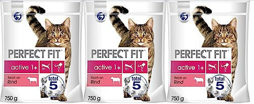 Active Adult 1+ Katzenfutter Trockenfutter Reich an Rind 3 Beutel (3 x 750g)