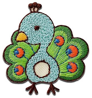 Mono-Quick Pfau Tier - Aufnäher, Bügelbild, Aufbügler, Applikationen, Patches, Flicken, zum aufbügeln, Größe: 4,9 x 4,1 cm