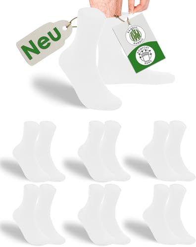 gigando Chaussettes en bambou taille souple, qualité supérieure sans ceinture élastique, extra douces, pour femmes et hommes, 6 paires, blanches, 43-46