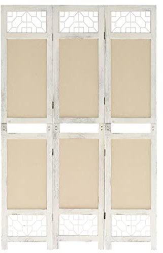 Büro-Trennwand Arbeitszimmer-Trennwand Sichtschutzwand 3-TLG. Raumteiler Creme 105x165 cm Stoff Geeignet für Esszimmer, Büro, Wohnzimmer, Arbeitszimmer