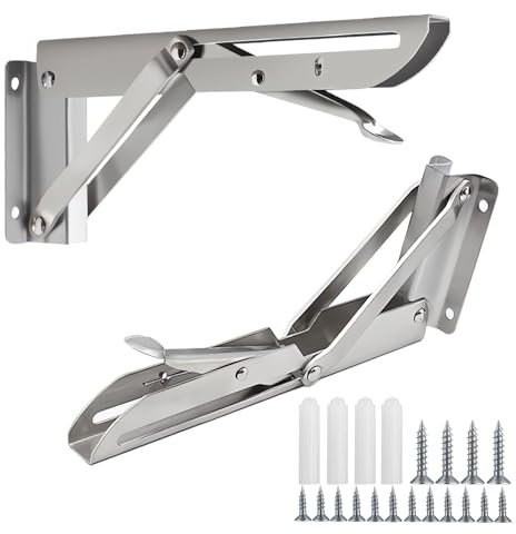 Neue Professionelle Klappkonsole Schwerlast 300mm, 2 Stück Edelstahl Klappscharnier Tischplatte, Klappbare Regalhalterung Schwerlast Klappkonsole 30cm, Regalhalterung für Klapptisch Wandmontage