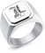INBLUE Personalisierte Gravierte Name/Initial Monogramm Signet Ringe für Männer mit Optionalen Größe 54-75 Edelstahl Buchstabe Ringe mit Ringe Größe Adjusters Mode Ringe Schmuck für Jahrestag - A1