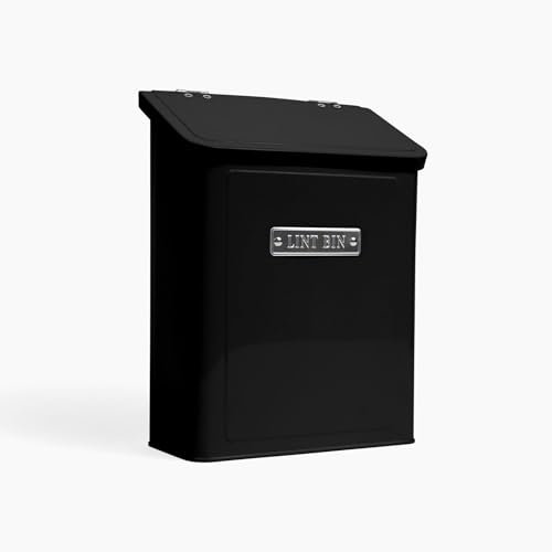 Magnetic Lint Bin For Laundry Room | Modern Farmhouse Laundry Lint Bin | Lint Trash Can For Laundry Room | Black Lint Bin For Laundry Room Magnetic | Space Saving Storage Laundry Bin with Lid (black)