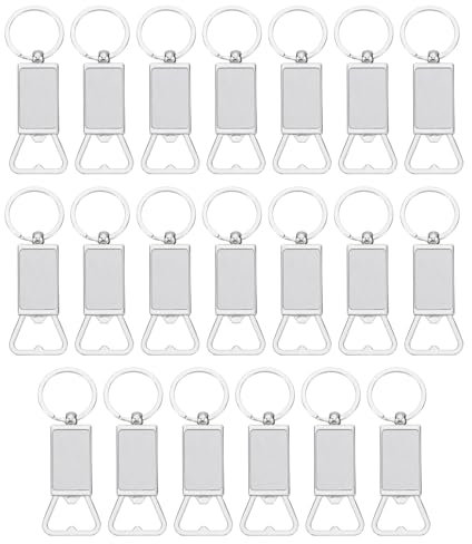 sourcing map 20Pcs Sublimation Metal Bottle Opener Keychain, Blank Transfer Sublimation Key Rings for DIY Personalized Sublimation Photos (3.1x9.4cm)