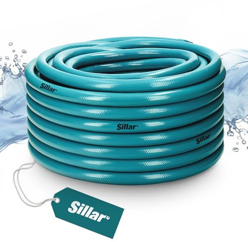 Sillar Tubo da giardino (3/4 pollice) 30 m, tubo da giardino flessibile PVC, Resistente all'abrasione e ai raggi UV, leggero, Resistente agli agenti atmosferici, Pressione di scoppio 24 bar