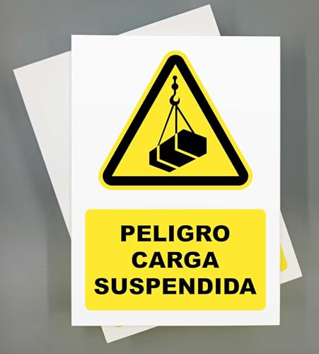 Lot de 2 panneaux de sécurité industrielle et EPI (charge suspendue) 18 x 25 cm