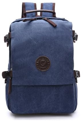 XINYASEE 15,6 Canvas Rucksäcke,Canvas Backpack,Vintage Schulrucksack Daypacks, Schule Rucksäcke, Wasserdicht Vintage Travel Rucksäcke, College Rucksäcke (Blau)