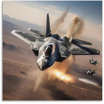 FYRCO F-22 Raptor-Kampfflugzeug-Poster, dekoratives Gemälde, Leinwand-Poster, 30 x 30 cm