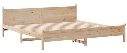 vidaXL Massivholzbett, Holzbett mit Kopfteil Fußteil Lattenrost, Doppelbett für Schlafzimmer, Bett Bettgestell, 200x200cm Kiefernholz