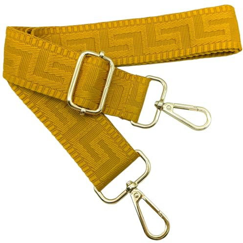 Verstellbarer Schultergurt für Taschen Gelb, Taschengurte zum Wechseln, Taschengurt Breit mit Karabiner Gold, 80-130 cm Tragegurt Tasche für Damen Schulterriemen, Handtasche, 3.8cm, 1308