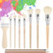 cobee 10 Pcs Acrylic Paint Brushes, Mop Brush Blending Brush With Wooden Handle, Assorted Size Artist Paint Brushes For Acrylic Painting Watercolor Foil Gold Oil Painting Face Body Art