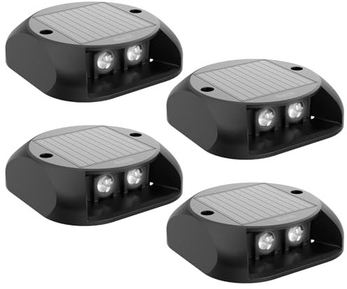Quntis 4 Pezzi Faretto Segnapasso da Esterno Solare, Luci Fredda Bianca 6500K Segnapassi Solari da Esterno IP68 Impermeabile Lampade Solari da Giardino per Scale Vialetto Ponte Cortile Sentieri