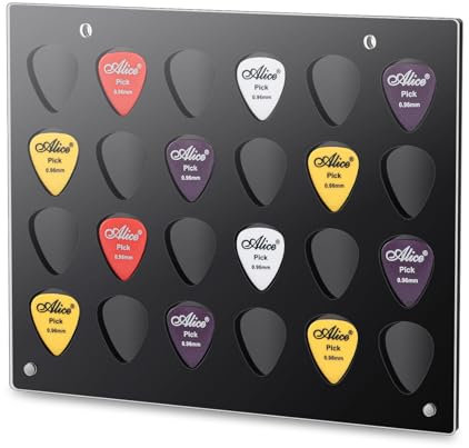 Teenyyou Rectangle Guitar Pick Display Case Holder Wall Mountable Guitar Pick Storage Holder Case Gifts for Men Music Lovers Players Guitarist Collectible Decoration(Black-2)