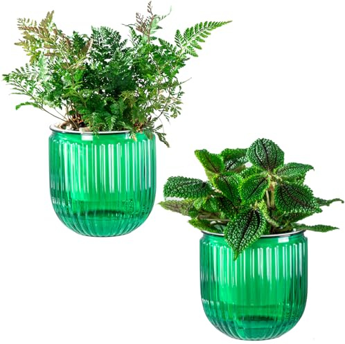 Melphoe Self Watering Pots for Indoor Plants Planter, 4.3 Inch 2 Pack Planters Self Watering Plant Pots for Flower, Houseplants, Succulent, African Violets and Cactus with Drainage