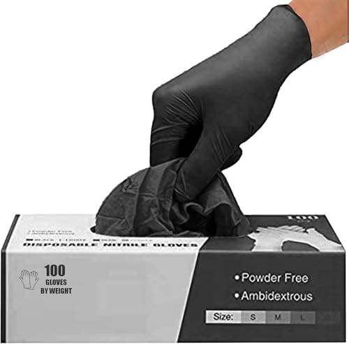 PANKTI 1000 Guanti monouso in nitrile nero - senza lattice e senza polvere guanti nitrile - Ideali per Tatuatori, Ambiti Medici, Centri Estetici, Manipolazione Alimenti (Taglia, S)