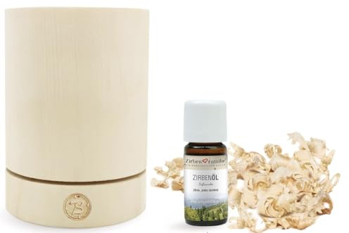 ORIGINAL ZirbenPumperl • Set mit ZirbenFlocken & 10ml ZirbenÖl • Natürlicher Aroma Diffuser • Einzigartiger Zirbenduft der ZirbenFamilie - bekannt aus Fachhandel & der Hotellerie