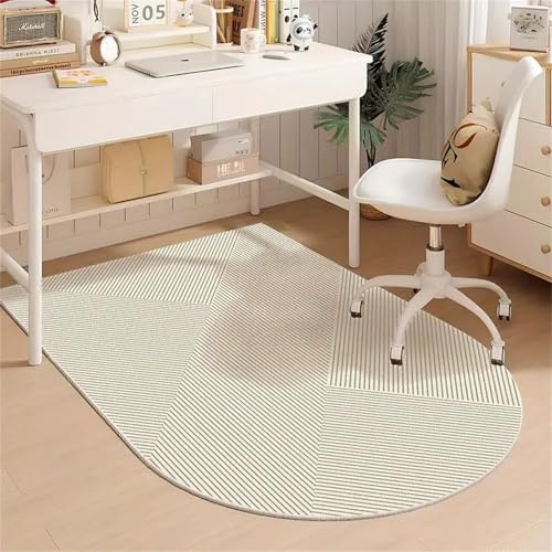 Modern Mode Bodenschutzmatte Bürostuhl, Highdi Bürostuhl Unterlage Kratzfest rutschfest, Halbrund Bodenmatte Stuhlunterlage, für Parkett Hartböden Bürostuhlunterlage (Beige,100x120cm)