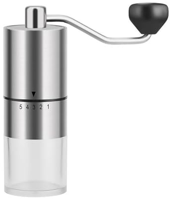 Kaffeemühle Manuell Kegelmahlwerk - Verstellbarer Mahlgrad von grob bis fein - Handmühle, abnehmbarer Kaffeebohnenbehälter, Grind on Demand Funktion (1PC)