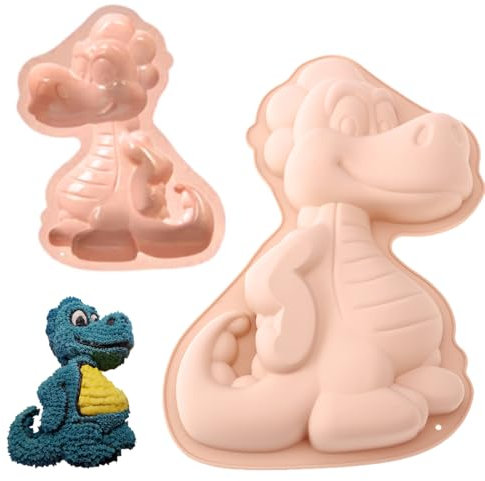 Kuchenform Dinosaurier Silikon, Kuchenform Dinosaurier Groß, Dino Backform Silikon, 3D Dinosaur Baking Mould, For Party Baking Moulds Such As Cakes Chocolates Desserts Etc (Rosa)