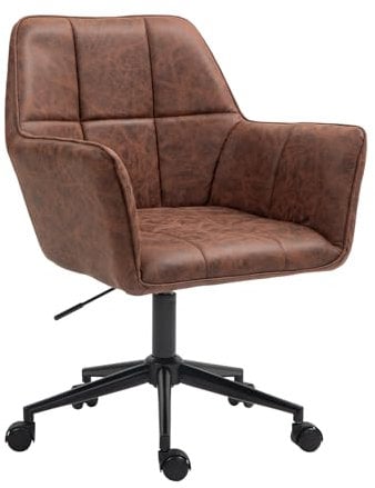 SVITA GREG Schreibtischstuhl Bürostuhl mit Armlehnen höhenverstellbar Drehstuhl mit Rollen Kunstleder Braun