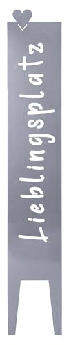 UNUS® Gartendeko Gartenschild Lieblingsplatz, Gartenstecker Metallschild, Silber 115x19,5 cm