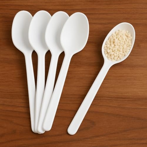 MERCHARII 100 Heavy Duty White Spoons, Perfect for Picnics, Parties, Tableware and Dinnerware, Reusable,Washable