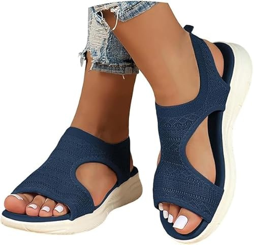 RLEHJN Sandale Femme Confortable Sandale Orthopedique Femme Maille Nu Pieds Bout Ouvert Chaussures Antidérapant Respirantes Décontractées Sandales De Plage Leger Boho Platform Sandals Pas Cher