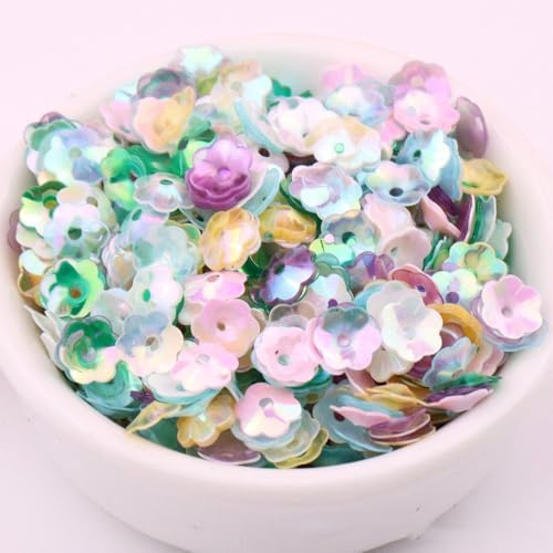 Anevous Pailletten zum Basteln,8 mm Plum Blossom Flower Pailletten,Craft Supplies,Glitzer Sequins,Pailetten für Nähen,DIY Kunsthandwerk,Hochzeits,1 Packung,10 Gramm ca. 400 Stück,Mischfarbe B