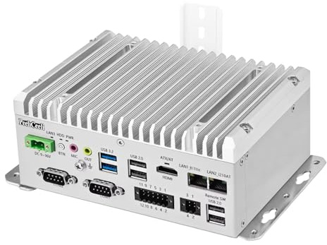 PeeliCeeli Fanless Industrial Mini PC, J6412 Mini Computer, 2 COM RS232/RS485/RS422, DIN Rail Micro Embedded PC GPIO, Dual Gigabit RJ45 LAN, SATA, SIM, USB, 9-36V, Barebone NO RAM NO SSD