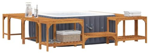 Cadre Bain à Remous, Cadre de Spa Contour de Spa Extérieur Marron 230 x 230 cm