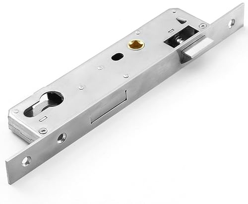 AROMUJOY Cerradura de puerta de acero inoxidable, 85 x 20 mm, para izquierda/derecha, cerradura de baño con cierre de punto para puertas de baño, WC, puertas, habitaciones, color plateado