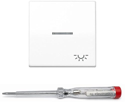 Spannungsprüfer 120-250V® + JUNG Wippe AS591KO5LWW mit Symbol Licht alpinweiß