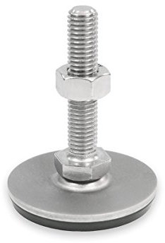 Ganter Normelemente GN 41-40-M12-125-D3-SK Pieds réglables en acier inoxydable en caoutchouc vulcanisé, argent, Gewinde d2: M12X125