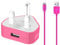 TheMax® USB 2.0 Data Sync Charging Cable 1 meter + 1000mAh USB Charger Plug Compatible with iiPhones 6/7/8/X/XS/XS Max/11/12/12 Pro Max/13/13 Mini/14/14 plus (1 Meter, Pink 2 in1)