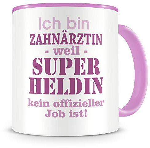 Samunshi® Ich bin Zahnärztin Tasse Beruf Geschenk Kaffeetasse Teetasse Kaffeepott Kaffeebecher Becher rosa