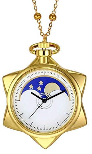 BOSHIYA Sailor Moon Taschenuhr Gold Strass Stern Quarz Taschenuhren für Frauen mit Kette